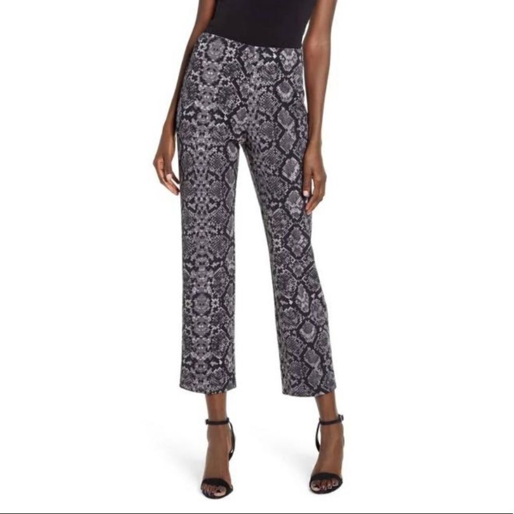 Leith Grey & Black Snakeskin Pattern High Rise Cropped Pants